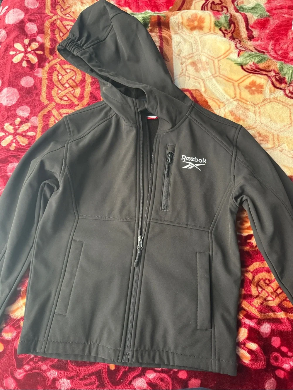 Reebok Black Hooded Softshell Jacket with Chest Zip
